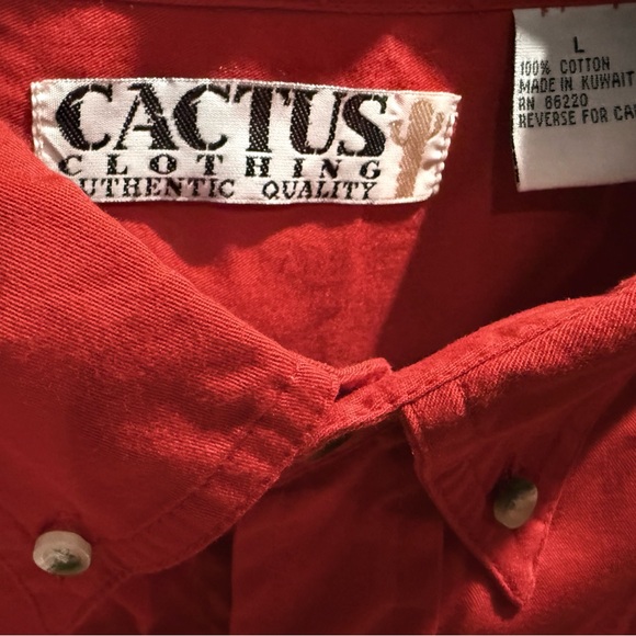 Cactus Clothing Men’s Red Button Down Shirt Size Large - Picture 3 of 6